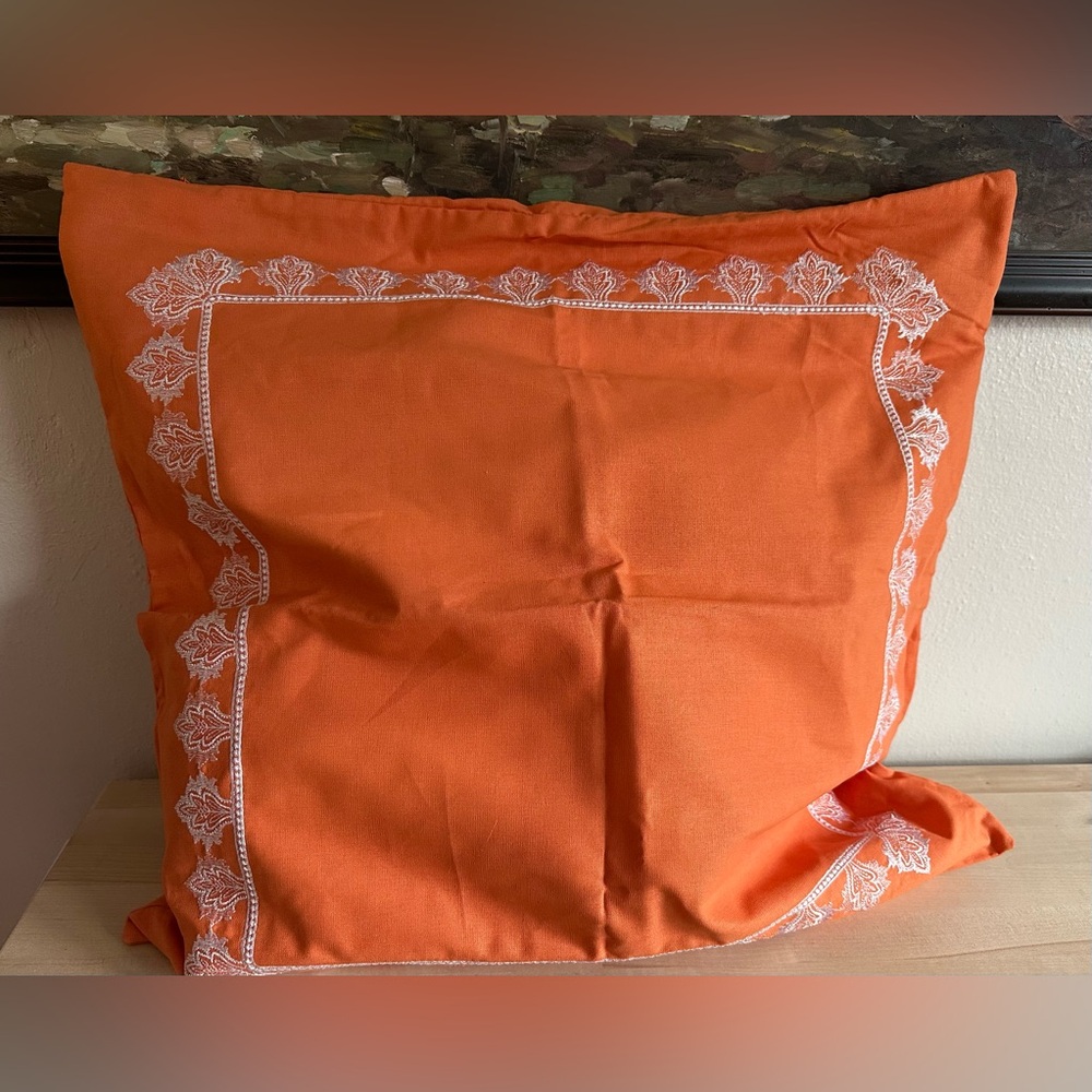 Madison Park Orange and White Pillow Cover